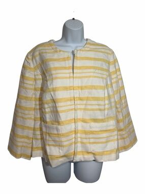 NWT Butter Yellow Stripped Lightweight Spring Summer Blazer Jacket Plus Size 18W